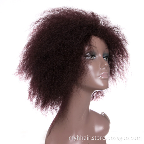 Kinky Curly wigs,Natural Black Burgundy Short synthetic hair,Wigs for Women,Short Afro Cosplay Daily